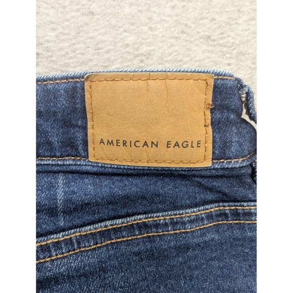 American Eagle Jeans Womens 6 Long Dark Wash Mom Jean High Rise Stretch Tapered - Picture 11 of 16